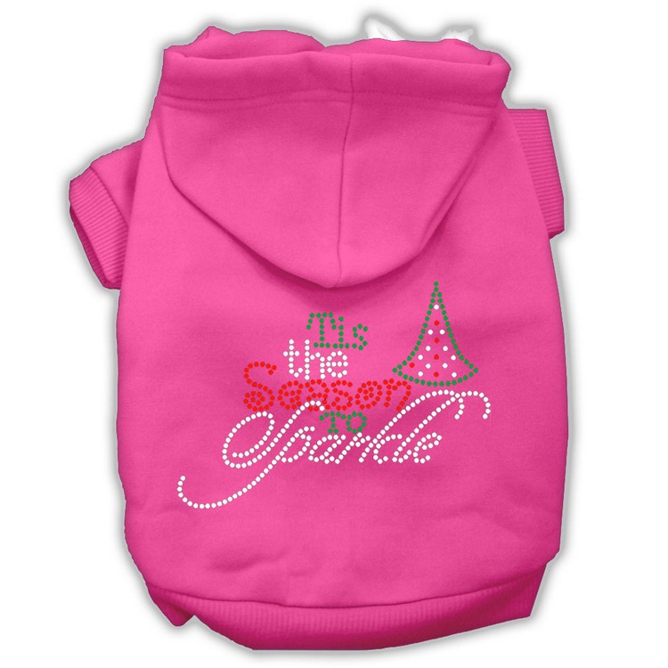 Tis the Season to Sparkle Rhinestone Dog Hoodie Bright Pink S